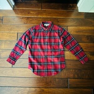 Hope & Henry Boys Red and Black Plaid Button-Up Shirt
